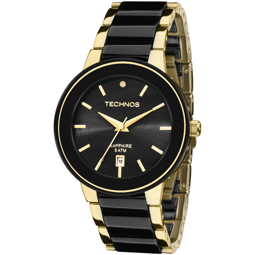 Relógio Technos Feminino Dourado Ceramic Safira 2115KRS/4P